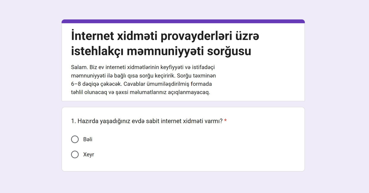İKTA sabit internet xidmətləri üzrə istehlakçı məmnuniyyəti sorğusuna başlayıb