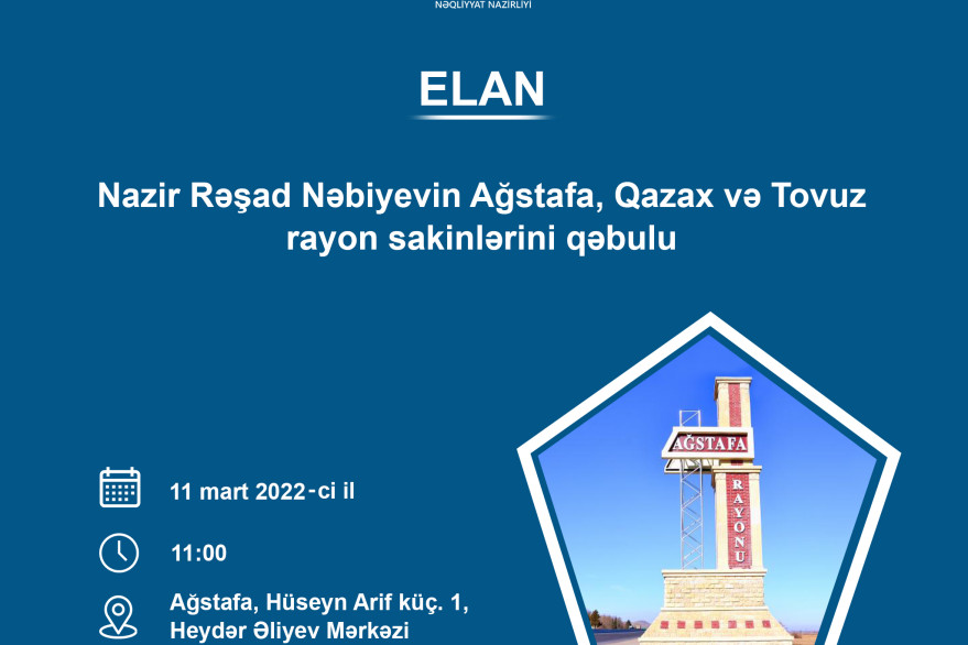 Министр Рашад Набиев примет граждан в Агстафе