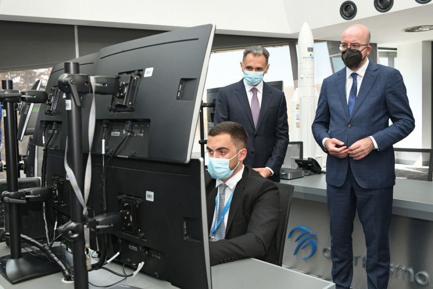 European Council President Charles Michel visits Azercosmos Main Ground Satellite Control Center  