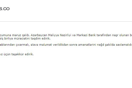 Attention! Fake messages are sent on behalf of Azerbaijani banks