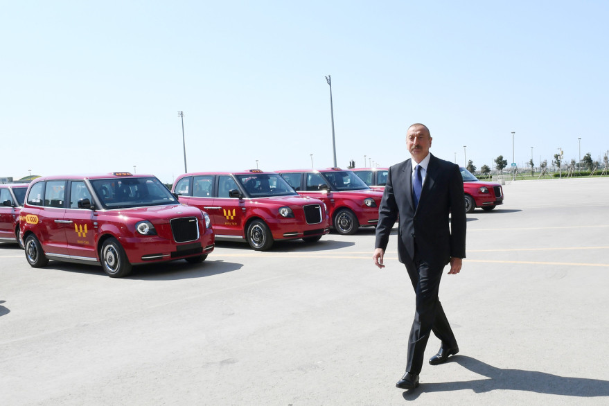 President Ilham Aliyev viewed new LEVC TX London taxis delivered to Baku
