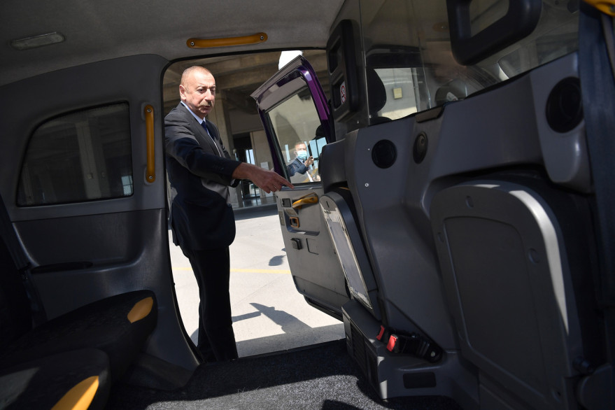 President Ilham Aliyev viewed new LEVC TX London taxis delivered to Baku