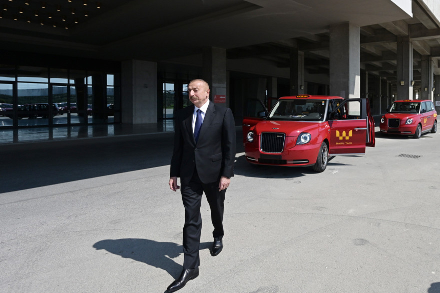 President Ilham Aliyev viewed new LEVC TX London taxis delivered to Baku