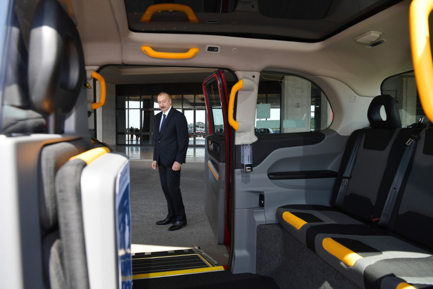 President Ilham Aliyev viewed new LEVC TX London taxis delivered to Baku