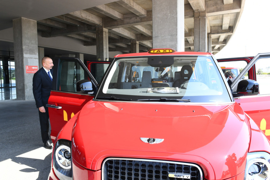 President Ilham Aliyev viewed new LEVC TX London taxis delivered to Baku