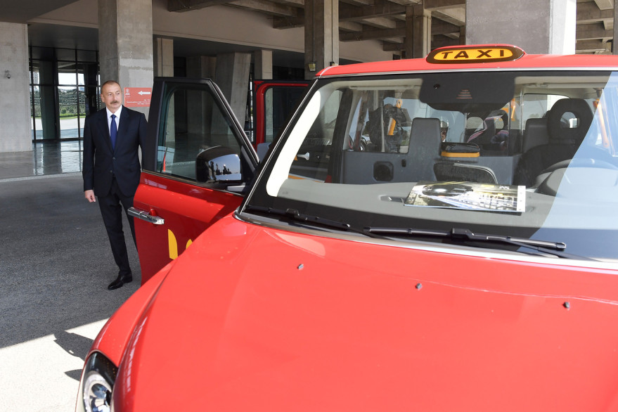 President Ilham Aliyev viewed new LEVC TX London taxis delivered to Baku