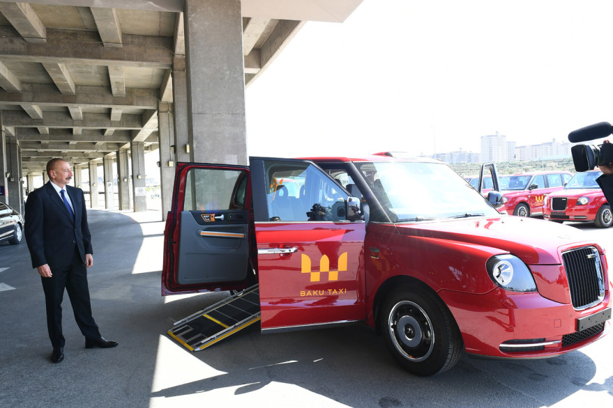 President Ilham Aliyev viewed new LEVC TX London taxis delivered to Baku