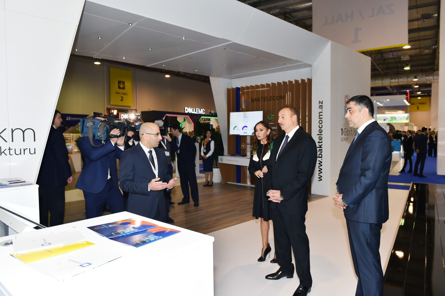 President Ilham Aliyev views  Bakutel 2016 exhibition