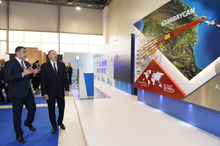 President Ilham Aliyev views  Bakutel 2016 exhibition