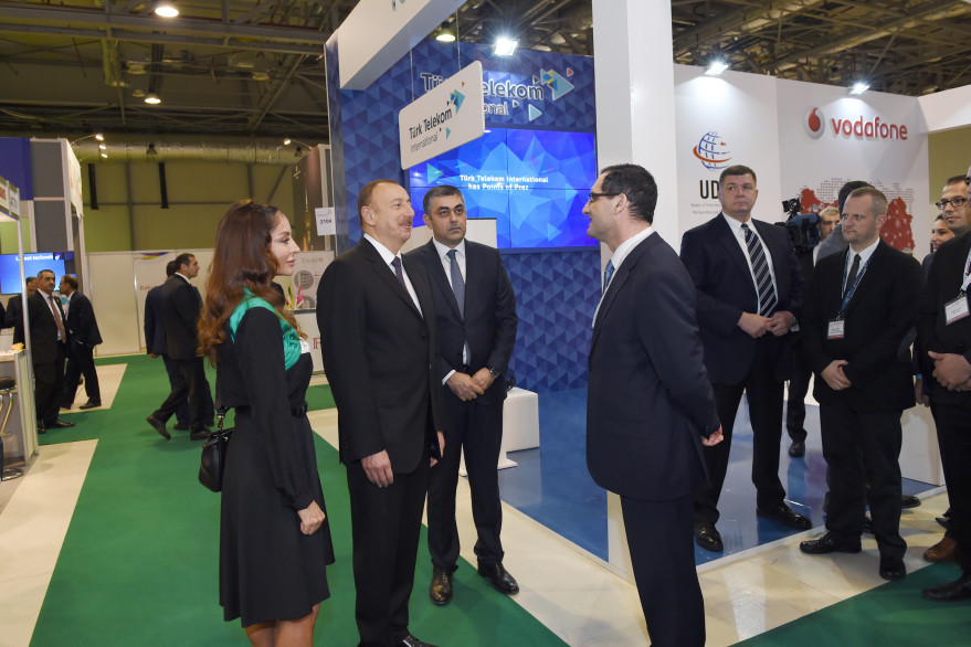 President Ilham Aliyev views  Bakutel 2016 exhibition