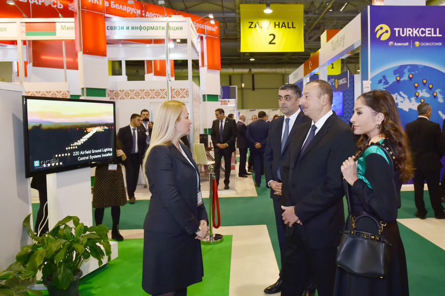 President Ilham Aliyev views  Bakutel 2016 exhibition