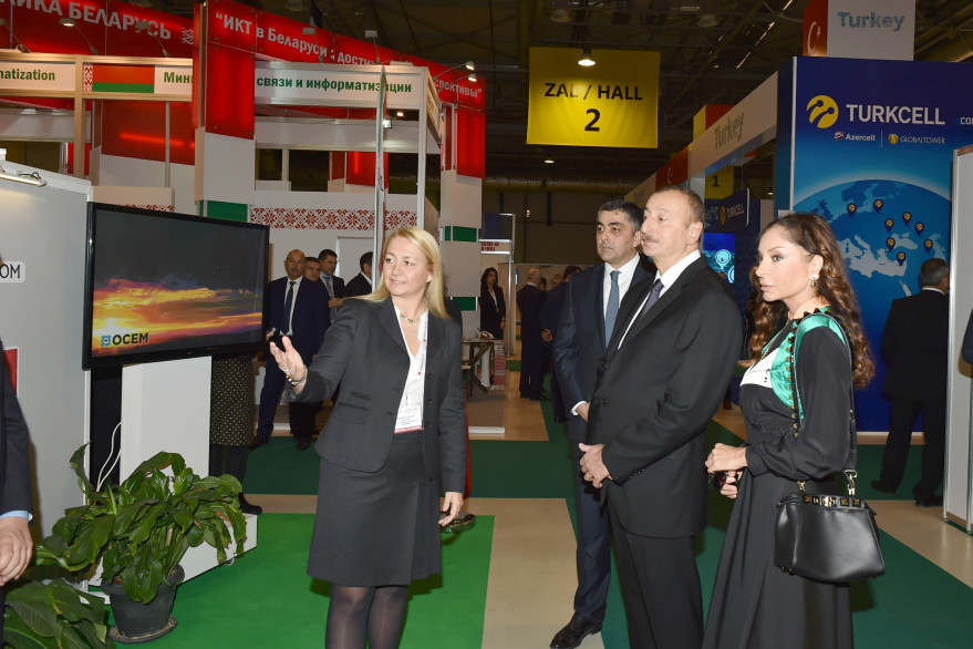 President Ilham Aliyev views  Bakutel 2016 exhibition