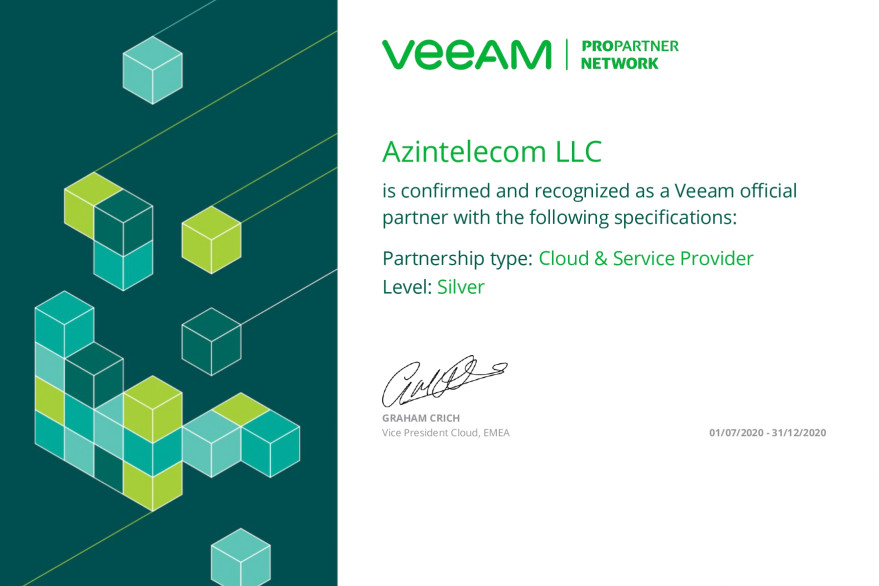 AzInTelecom получил статус серебряного партнера компании Veeam Software
