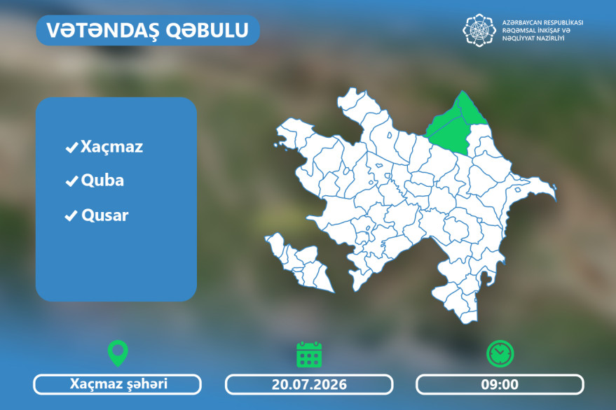 Nazir Rəşad Nəbiyev iyulun 20-də Xaçmazda vətəndaşları qəbul edəcək