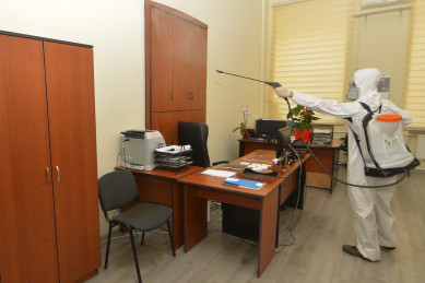 Disinfection work carried out in administrative building of Ministry of Transport, Communications and High Technologies