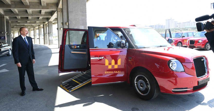 President Ilham Aliyev viewed new LEVC TX London taxis delivered to Baku
